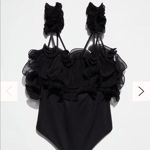 Free People Ruffle Tank Bodysuit